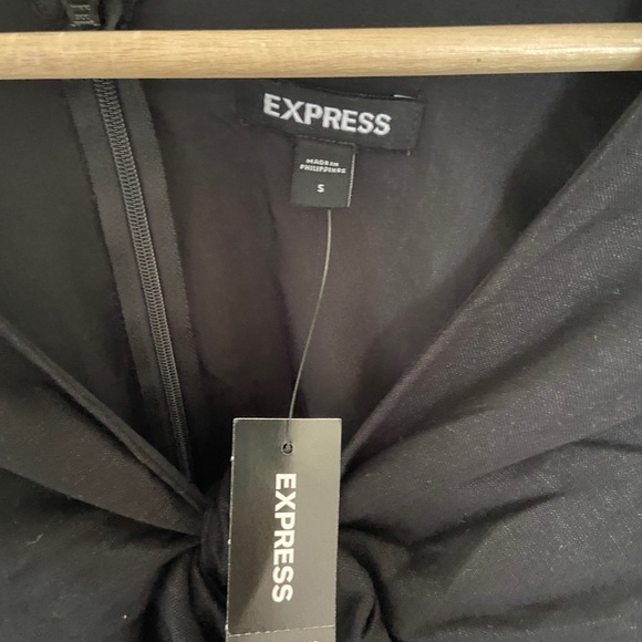 EXPRESS BLACK LINEN BLEND PUFF SLEEVE ROMPER - Picture 6 of 7